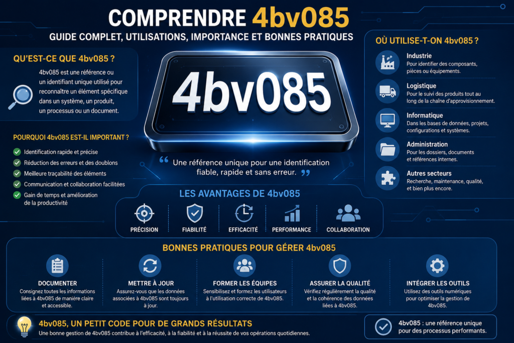 Comprendre 4bv085 : Guide Complet, Utilisations, Importance et Bonnes Pratiques